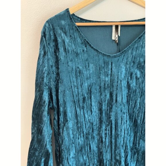 Vintage MOA USA Women’s 3XL Crushed Velvet Tunic Dress Jewel Tone Blue Holiday - Picture 5 of 10